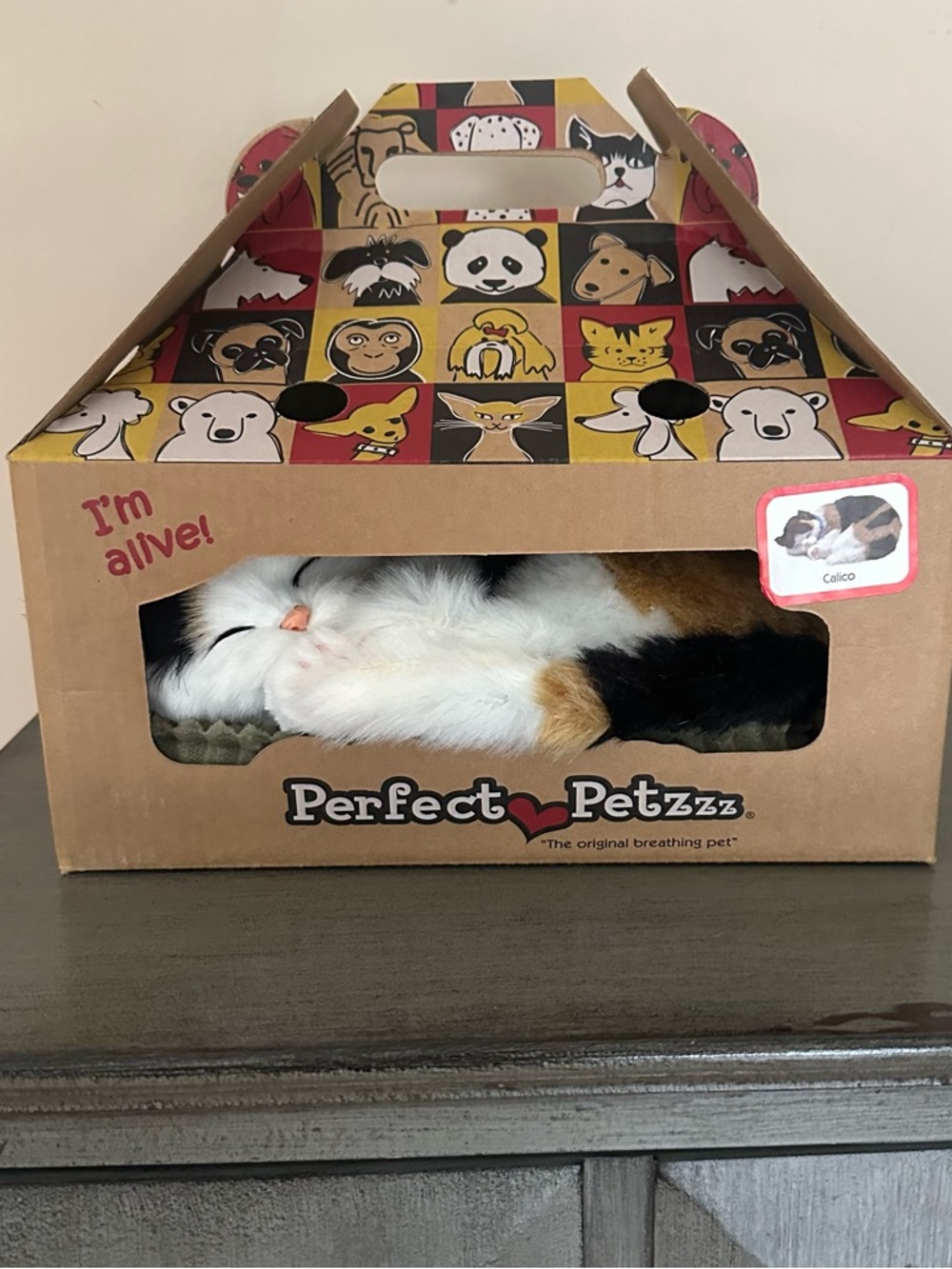 Perfect Petzzzz Calico Lifelike Sleeping Cat - Calico, New in Box
